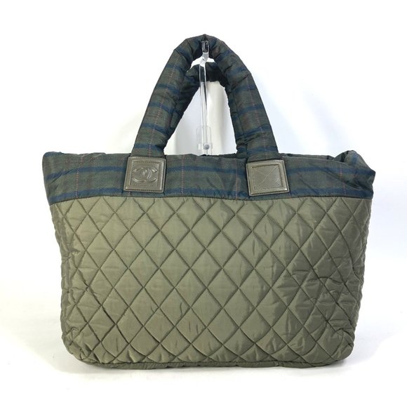 CHANEL A48611 Quilted Coco Cocoon Medium Tote Shoulder Bag, Check Nylon, Wome... - Picture 1 of 16